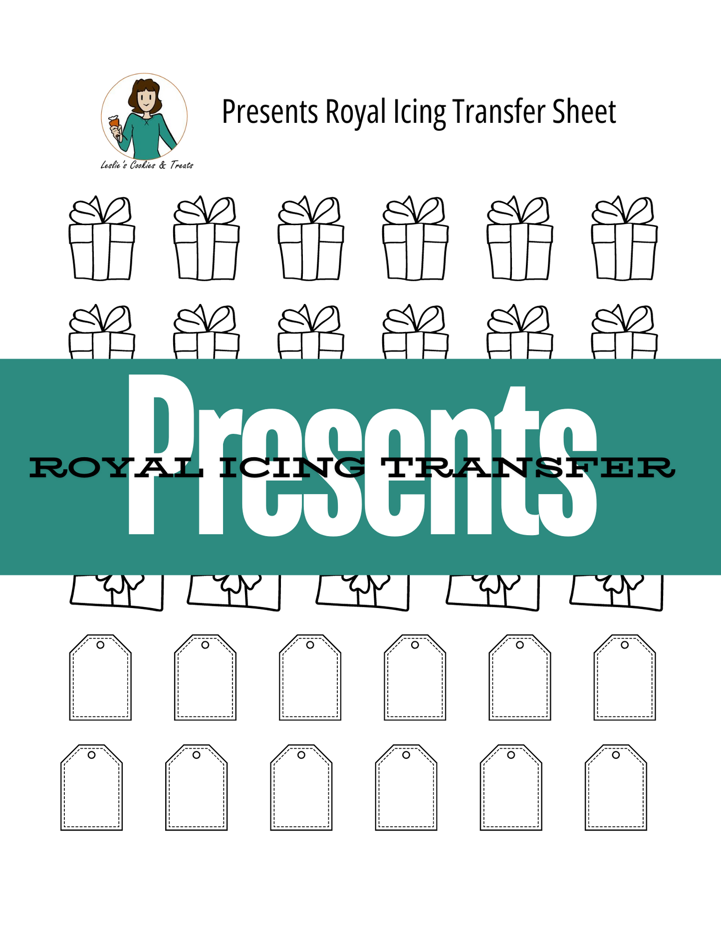 Royal Icing Transfer Sheet - Presents