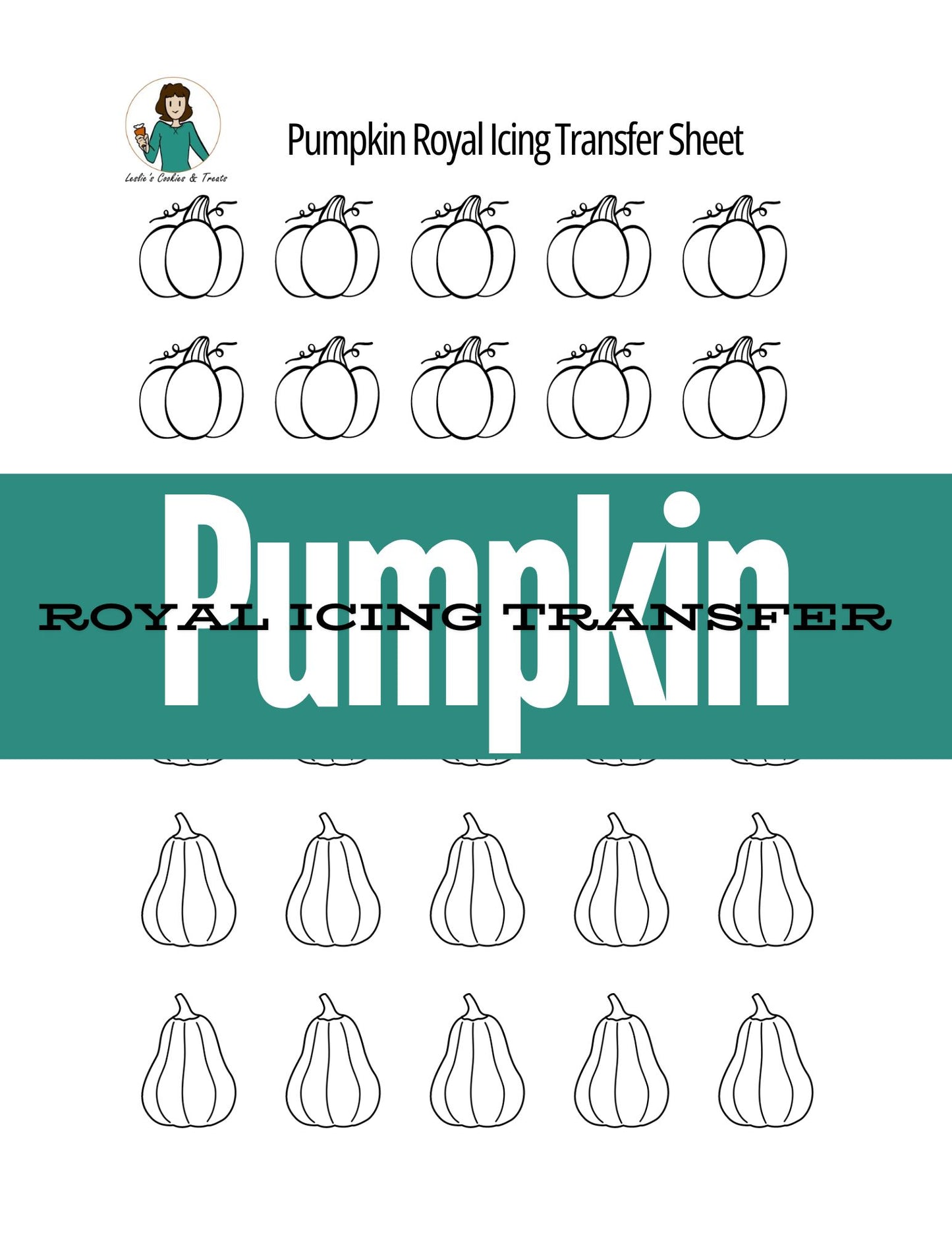 Royal Icing Transfer Sheet - Pumpkins