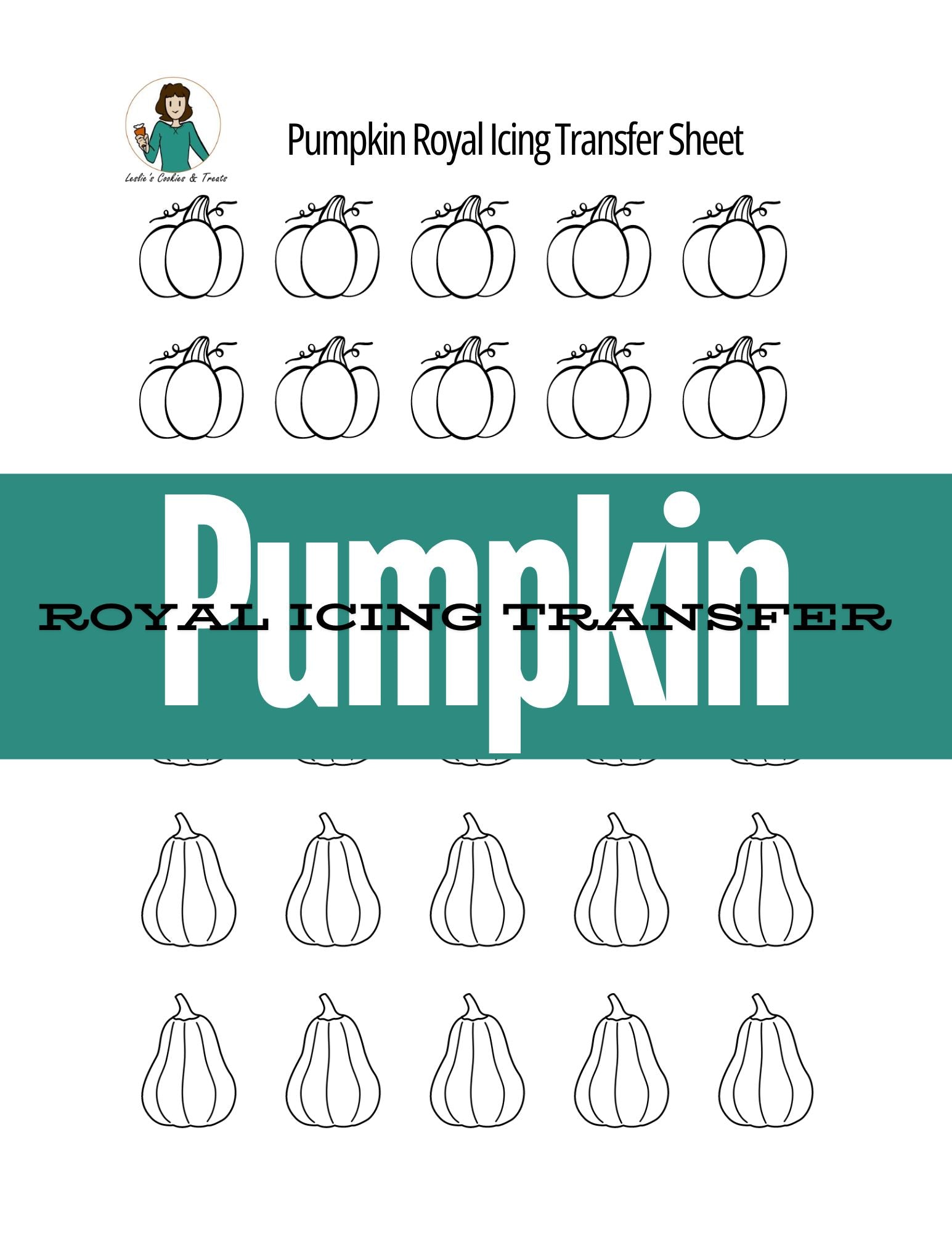 Royal Icing Transfer Sheet - Pumpkins - Royal Icing Transfer Sheet