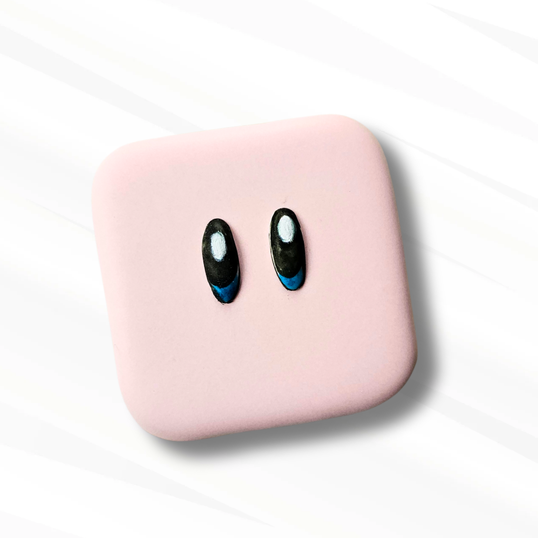 Pink Rounded Square Sugar Cookie with Character Eyes