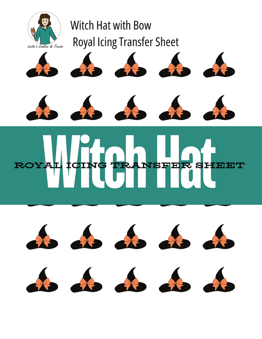 Witch hats with bows royal icing transfer sheet