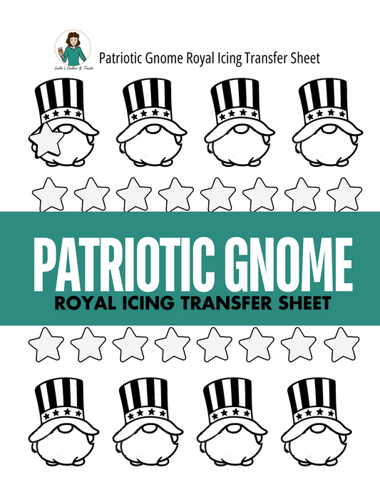 Royal Icing Transfer Sheet - Patriotic Gnome