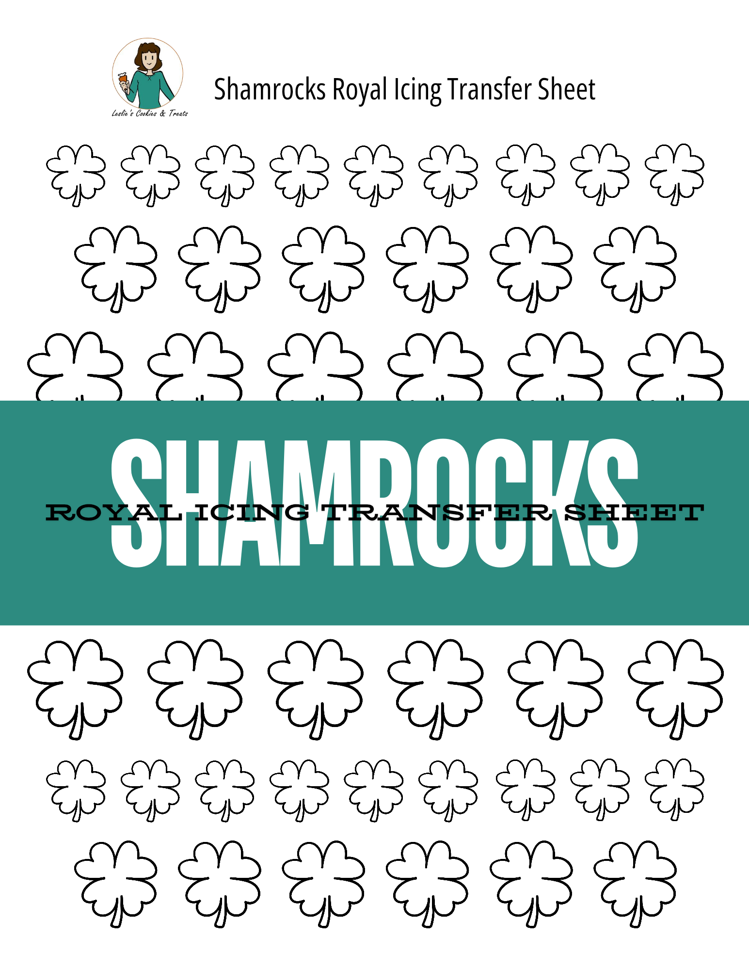 Shamrock royal icing transfer sheet for digital printing 