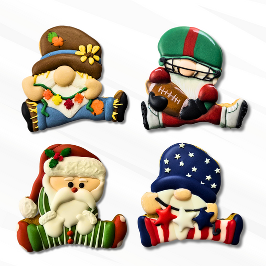 Sitting Gnome Decorated Sugar Cookies
