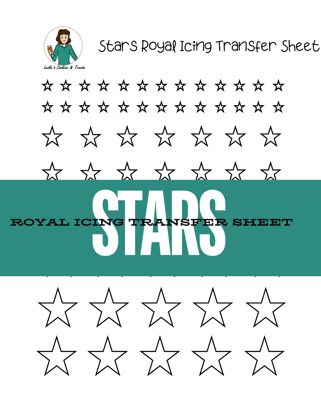 Stars royal icing transfer sheet