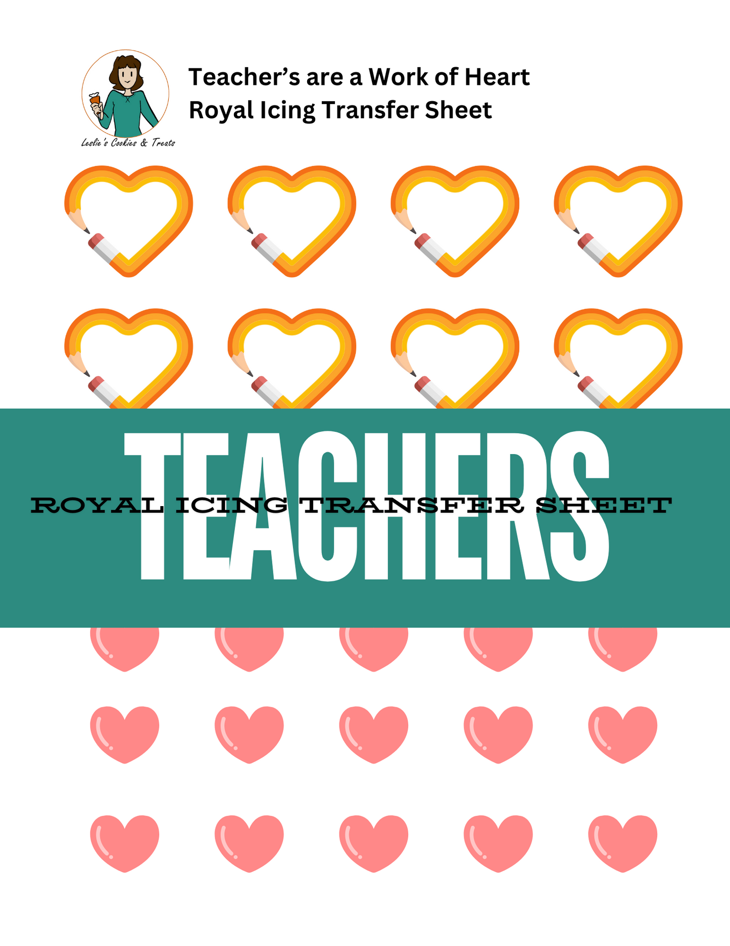 Teachers royal icing transfer sheet