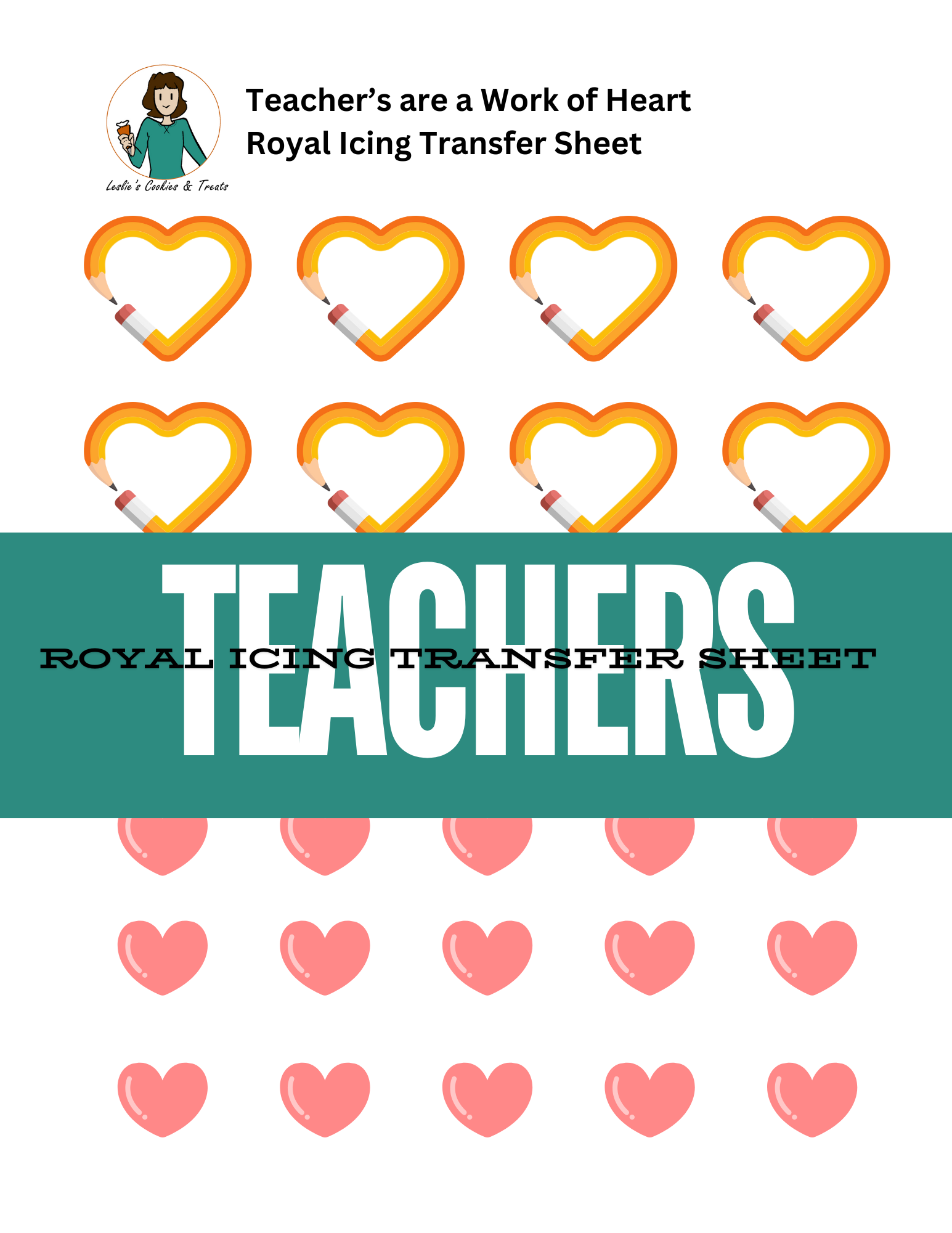 Teachers royal icing transfer sheet