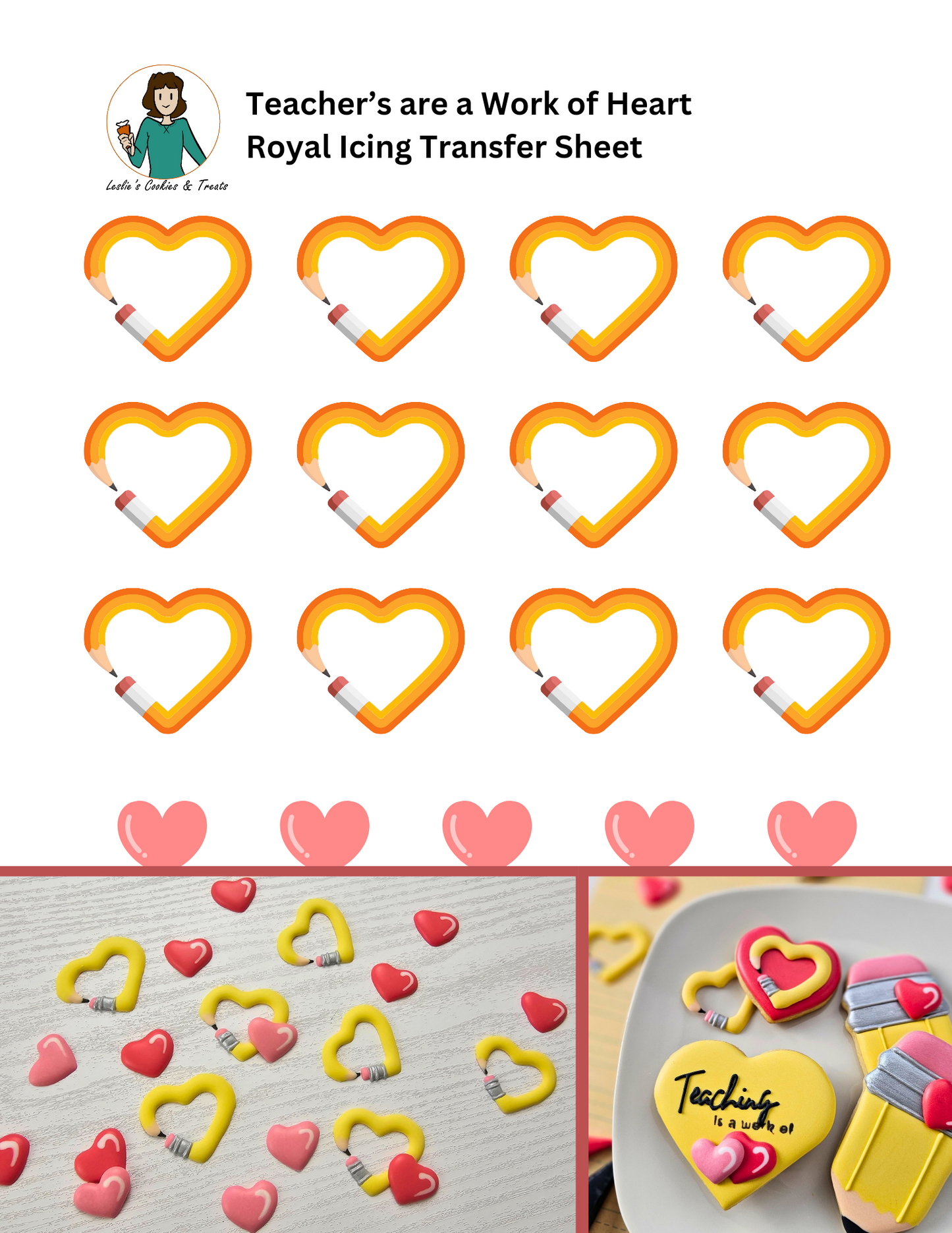 Royal Icing Transfer Sheet - Teachers are a Work of Heart