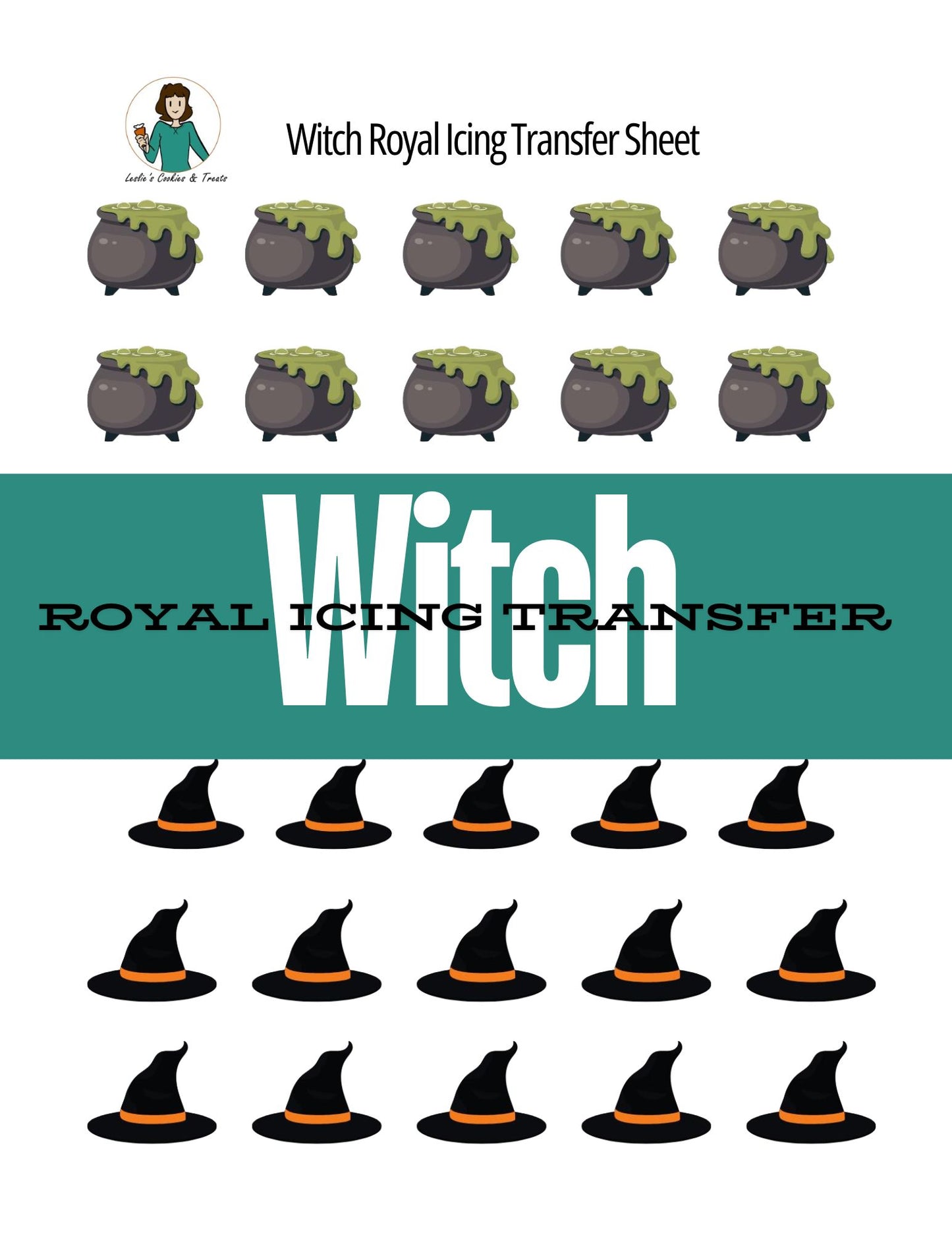 Royal Icing Transfer Sheet - Witch