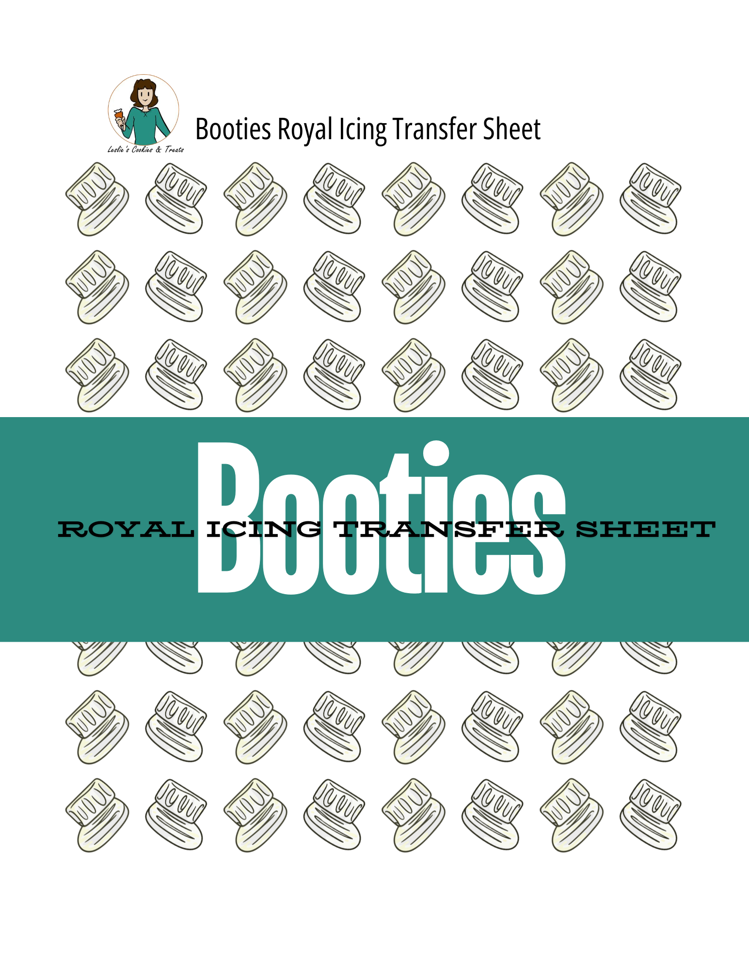 baby bootie pattern sheet for royal icing transfers