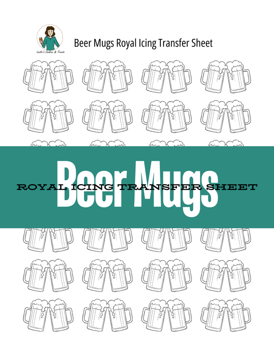 Beer mug royal icing transfer template for decorating sugar cookies