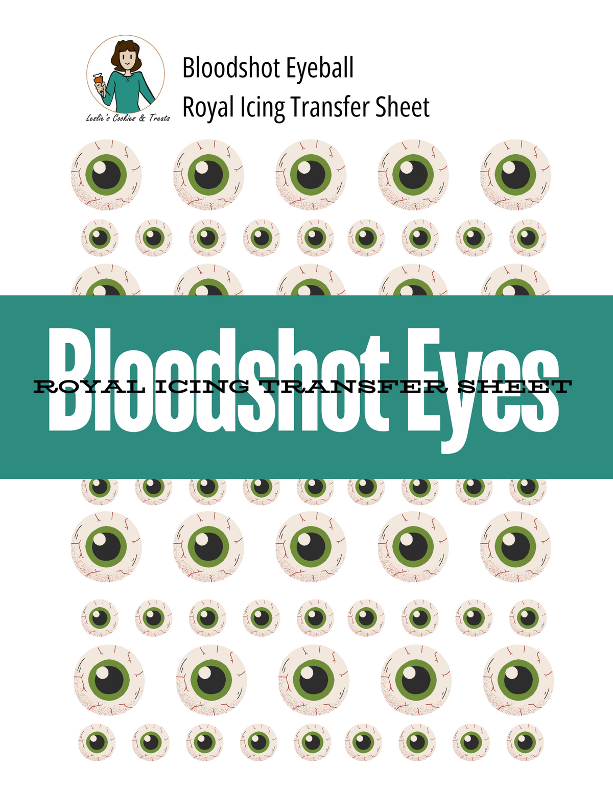 Bloodshot eyeball royal icing transfer sheet printable design