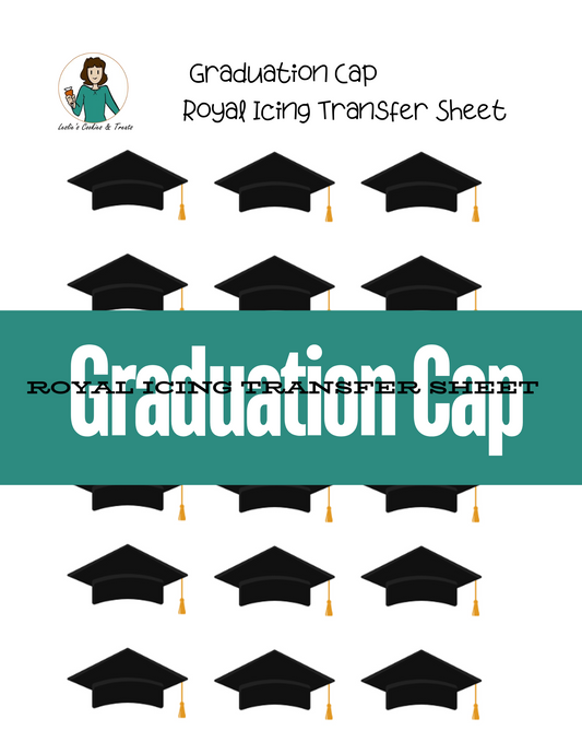 graduation cap royal icing transfer sheet
