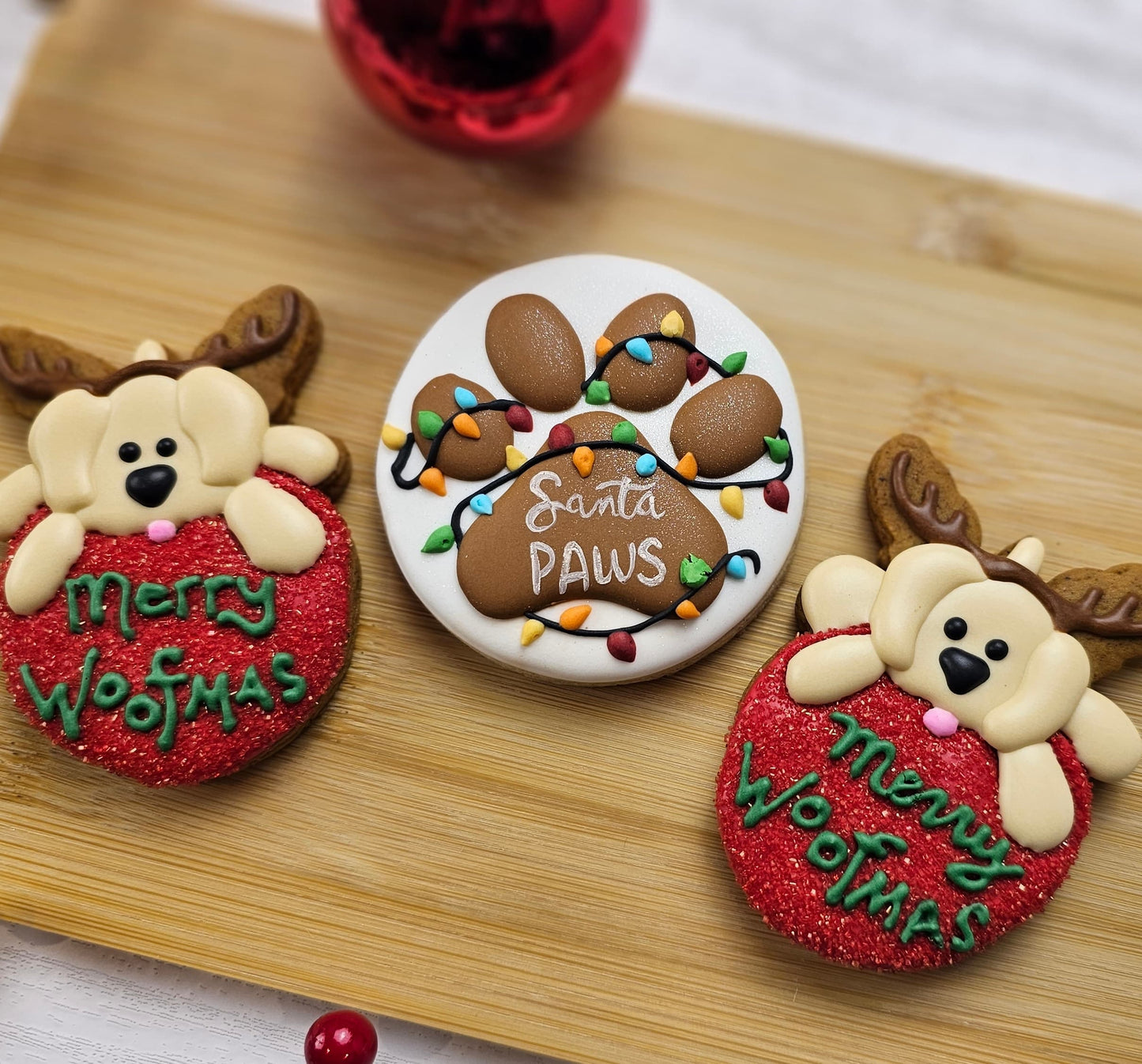 Christmas Dog and Paw Print Sugar Cookies