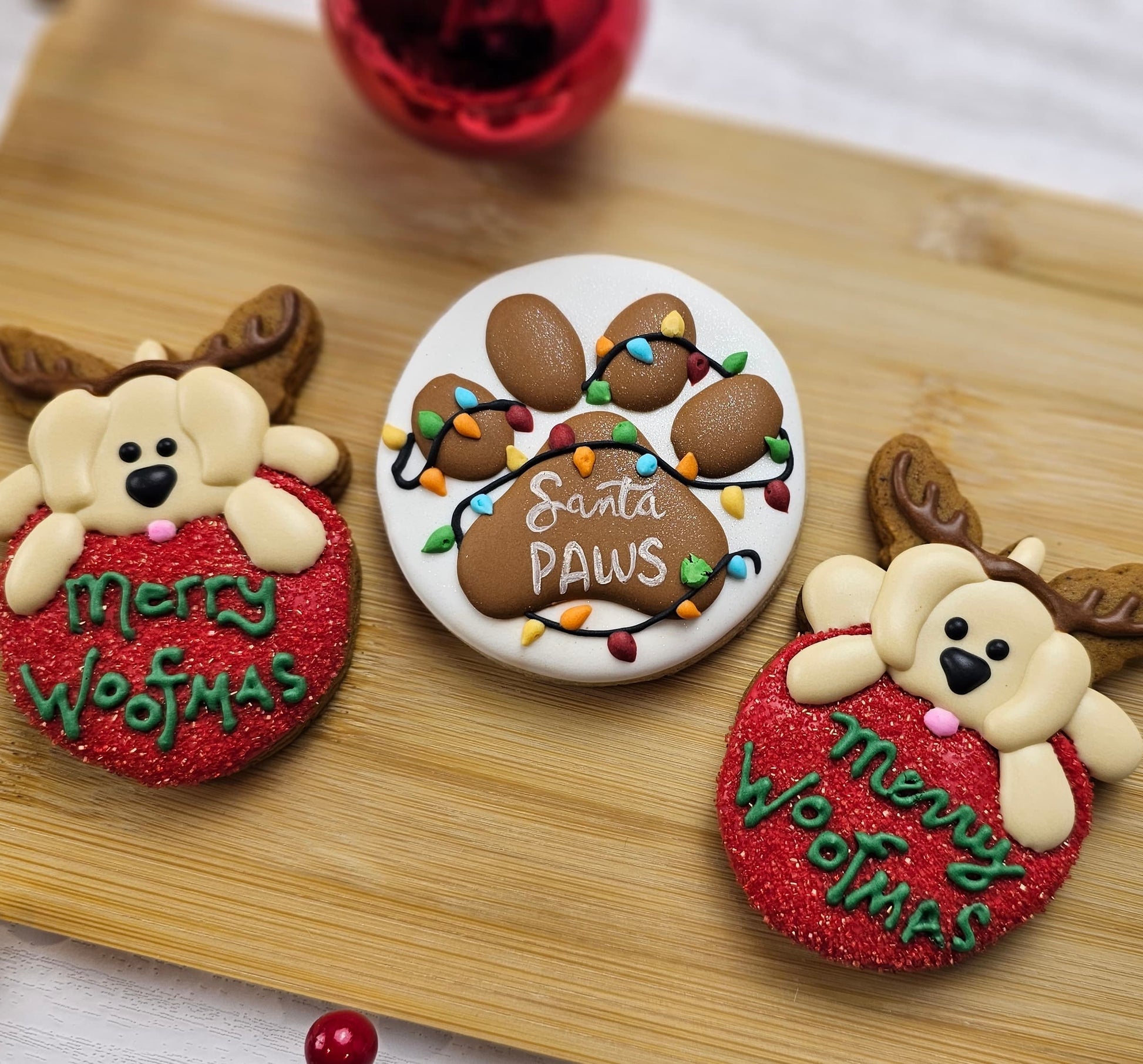 Christmas Dog and Paw Print Sugar Cookies