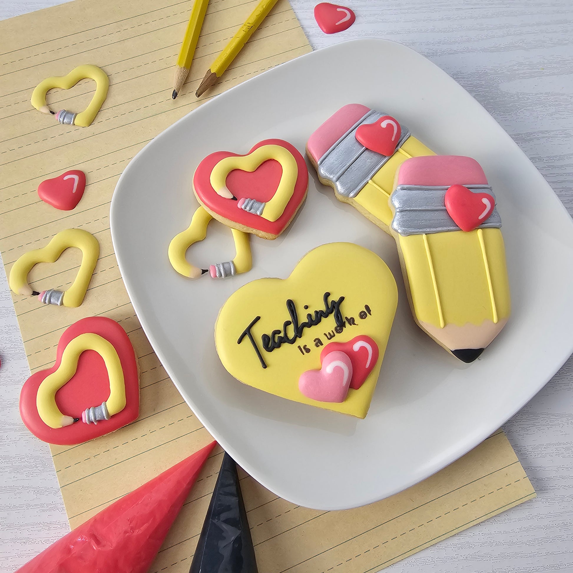Royal Icing Transfer Sheet - Teachers are a Work of Heart - Royal Icing Transfer Sheet